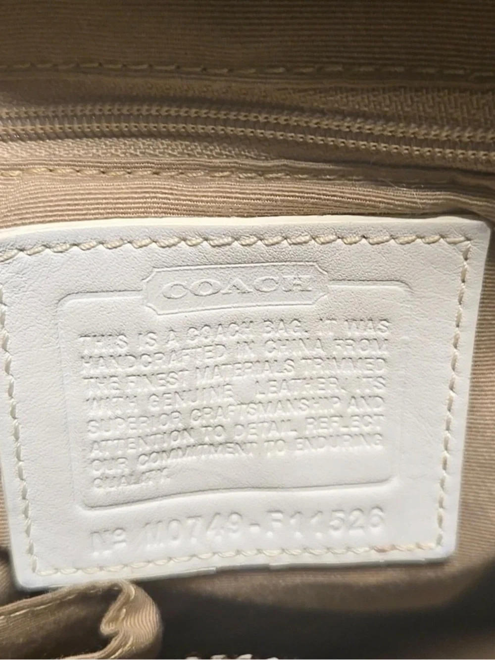 Coach 2007 Khaki and Chalk Signature Canvas Tote with Leather Trim - Picture 4 of 14